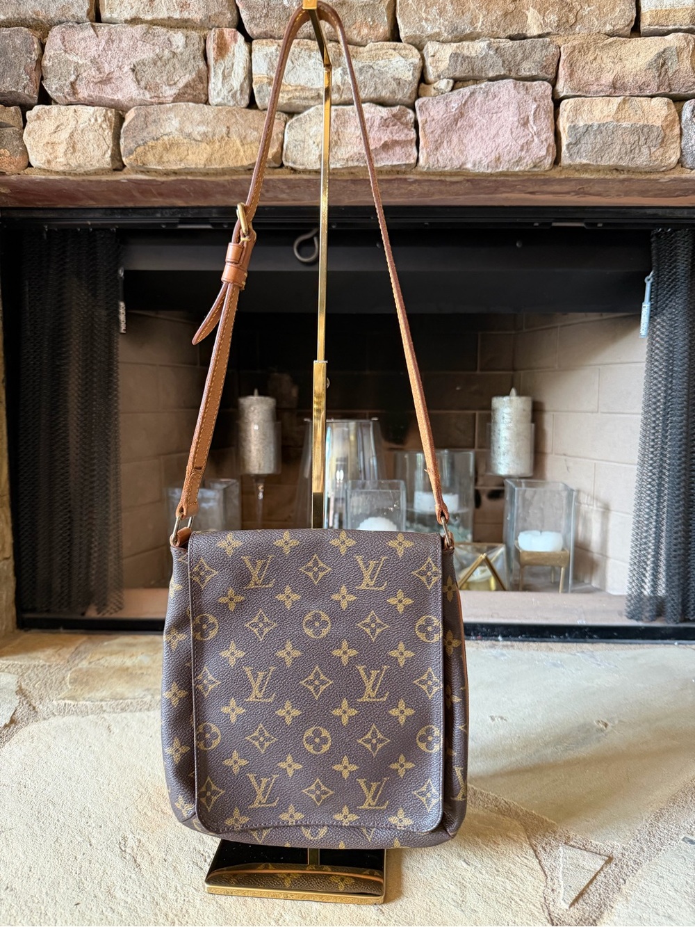 Louis Vuitton Brown Monogram Mussett Crossbody Shoulder Bag